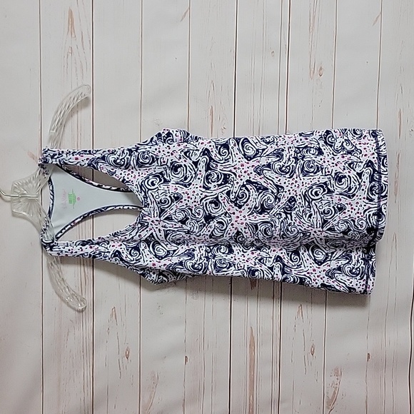 Lilly Pulitzer Tops - Lilly Pulitzer Navy, White & Pink Swirl Racerback Tank Top